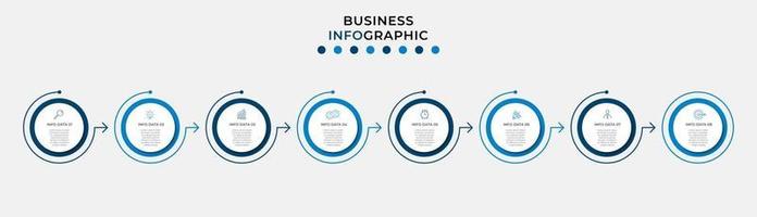 Plantilla de diseño infográfico con iconos y 8 opciones o pasos. vector