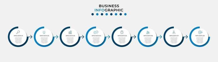 Plantilla de diseño infográfico con iconos y 8 opciones o pasos. vector