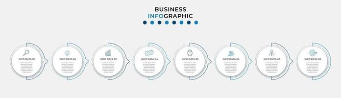 Plantilla de diseño infográfico con iconos y 8 opciones o pasos. vector