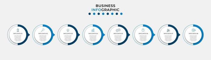 Plantilla de diseño infográfico con iconos y 8 opciones o pasos. vector