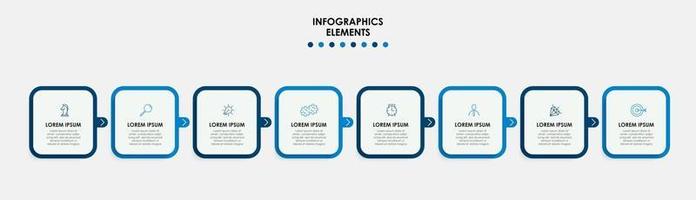 Plantilla de diseño infográfico con iconos y 8 opciones o pasos. vector