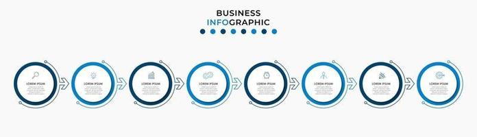 Plantilla de diseño infográfico con iconos y 8 opciones o pasos. vector