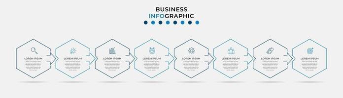 Plantilla de diseño infográfico con iconos y 8 opciones o pasos. vector