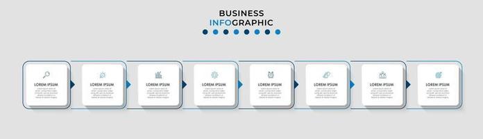 Plantilla de diseño infográfico con iconos y 8 opciones o pasos. vector