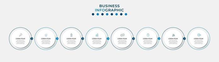 Plantilla de diseño infográfico con iconos y 8 opciones o pasos. vector