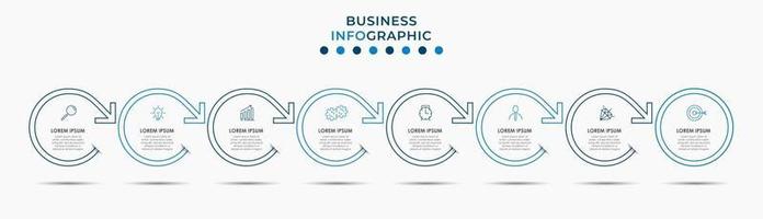 Plantilla de diseño infográfico con iconos y 8 opciones o pasos. vector