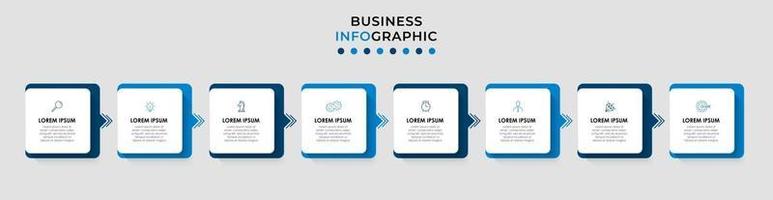 Plantilla de diseño infográfico con iconos y 8 opciones o pasos. vector