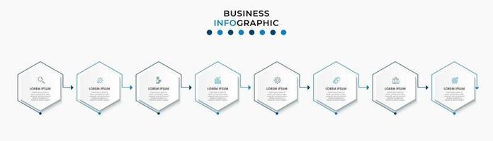 Plantilla de diseño infográfico con iconos y 8 opciones o pasos. vector