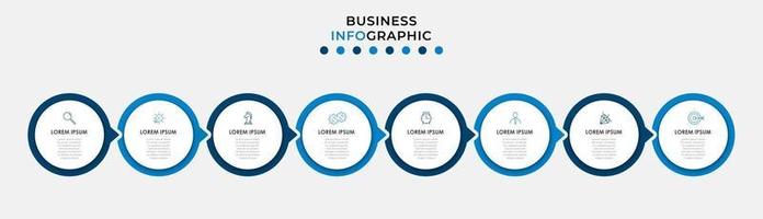 Plantilla de diseño infográfico con iconos y 8 opciones o pasos. vector