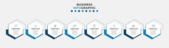 Plantilla de diseño infográfico con iconos y 8 opciones o pasos. vector