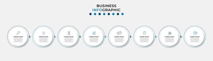 Plantilla de diseño infográfico con iconos y 8 opciones o pasos. vector