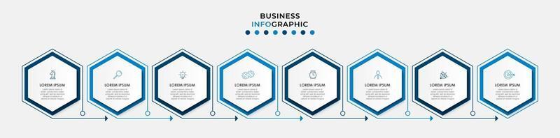 Plantilla de diseño infográfico con iconos y 8 opciones o pasos. vector