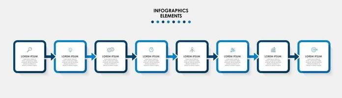 Plantilla de diseño infográfico con iconos y 8 opciones o pasos. vector