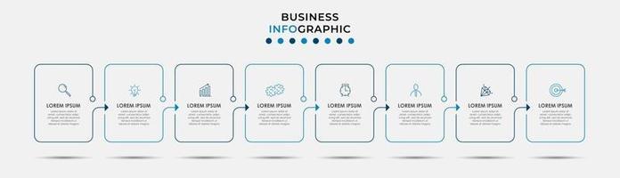 Plantilla de diseño infográfico con iconos y 8 opciones o pasos. vector