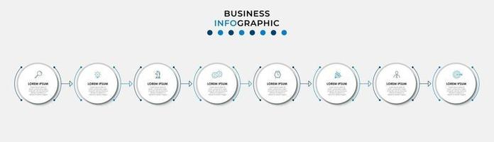 Plantilla de diseño infográfico con iconos y 8 opciones o pasos. vector