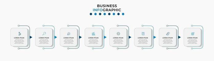 Plantilla de diseño infográfico con iconos y 8 opciones o pasos. vector