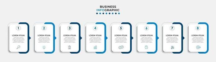 Plantilla de diseño infográfico con iconos y 8 opciones o pasos. vector