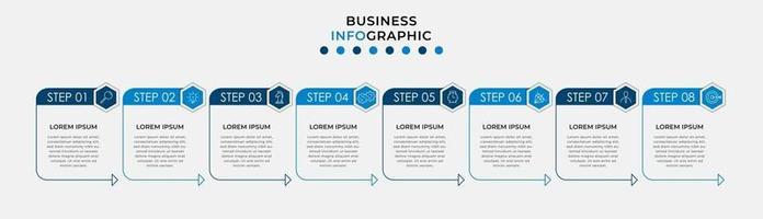 Plantilla de diseño infográfico con iconos y 8 opciones o pasos. vector