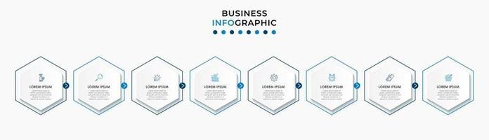 Plantilla de diseño infográfico con iconos y 8 opciones o pasos. vector