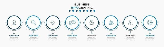 Plantilla de diseño infográfico con iconos y 8 opciones o pasos. vector