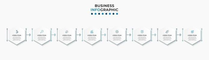 Plantilla de diseño infográfico con iconos y 8 opciones o pasos. vector