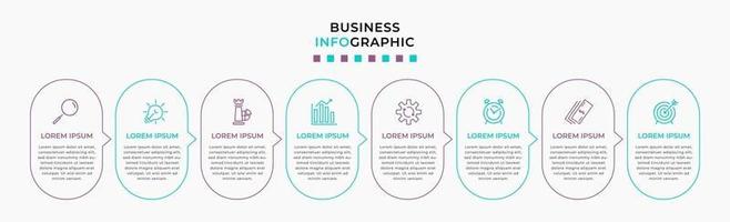 Plantilla de diseño infográfico con iconos y 8 opciones o pasos. vector