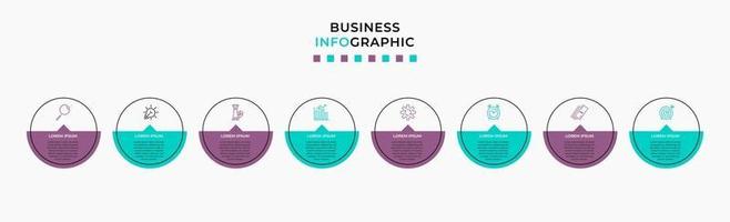 Plantilla de diseño infográfico con iconos y 8 opciones o pasos. vector