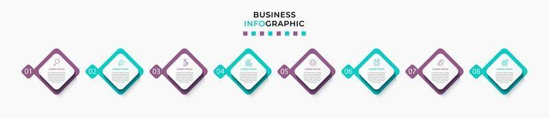 Plantilla de diseño infográfico con iconos y 8 opciones o pasos. vector