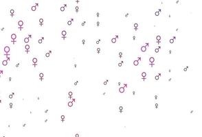 Fondo de vector rosa claro con símbolos de género.