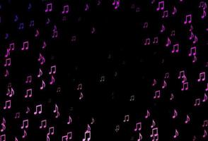 plantilla de vector de color rosa oscuro con símbolos musicales.
