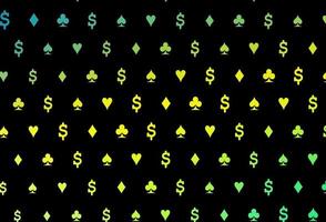 Dark green, yellow vector template with poker symbols.