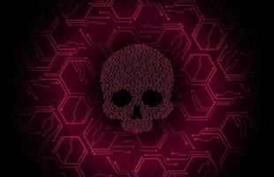 cyber hacker attack background, skull vector