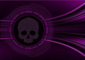 cyber hacker attack background, skull vector