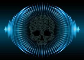 cyber hacker attack background, skull vector