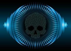 cyber hacker attack background, skull vector