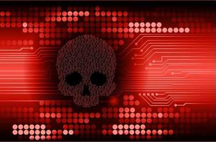 cyber hacker attack background, skull vector