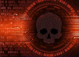 cyber hacker attack background, skull vector