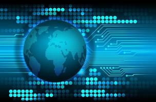 world binary circuit board future technology, blue hud cyber security vector