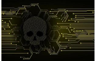 cyber hacker attack background, skull vector