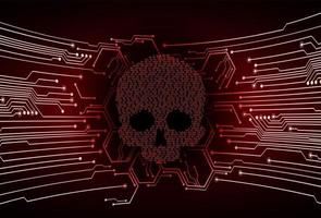 cyber hacker attack background, skull vector