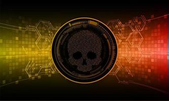 cyber hacker attack background, skull vector