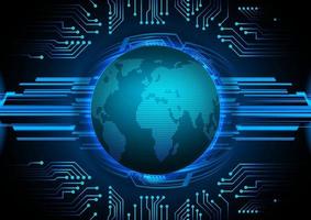 world binary circuit board future technology, blue hud cyber security vector