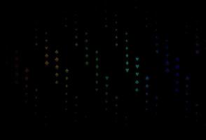 Dark Multicolor, Rainbow vector template with poker symbols.