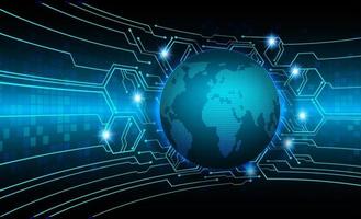 tecnología futura de la placa de circuito binario mundial, seguridad cibernética de hud azul vector