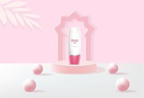 pink podium minimal advertising product display vector