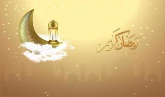 Ramadan kareem background  with crescent moon vector