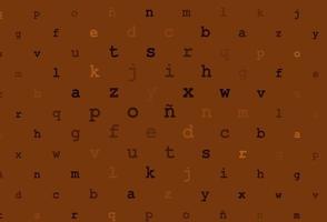 Dark orange vector texture with ABC characters.