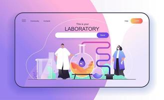 Laboratory concept for landing page template vector