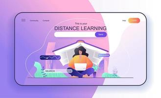 Distance Learning concept for landing page template vector