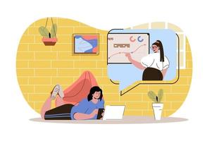 ilustración web de aprendizaje a distancia vector